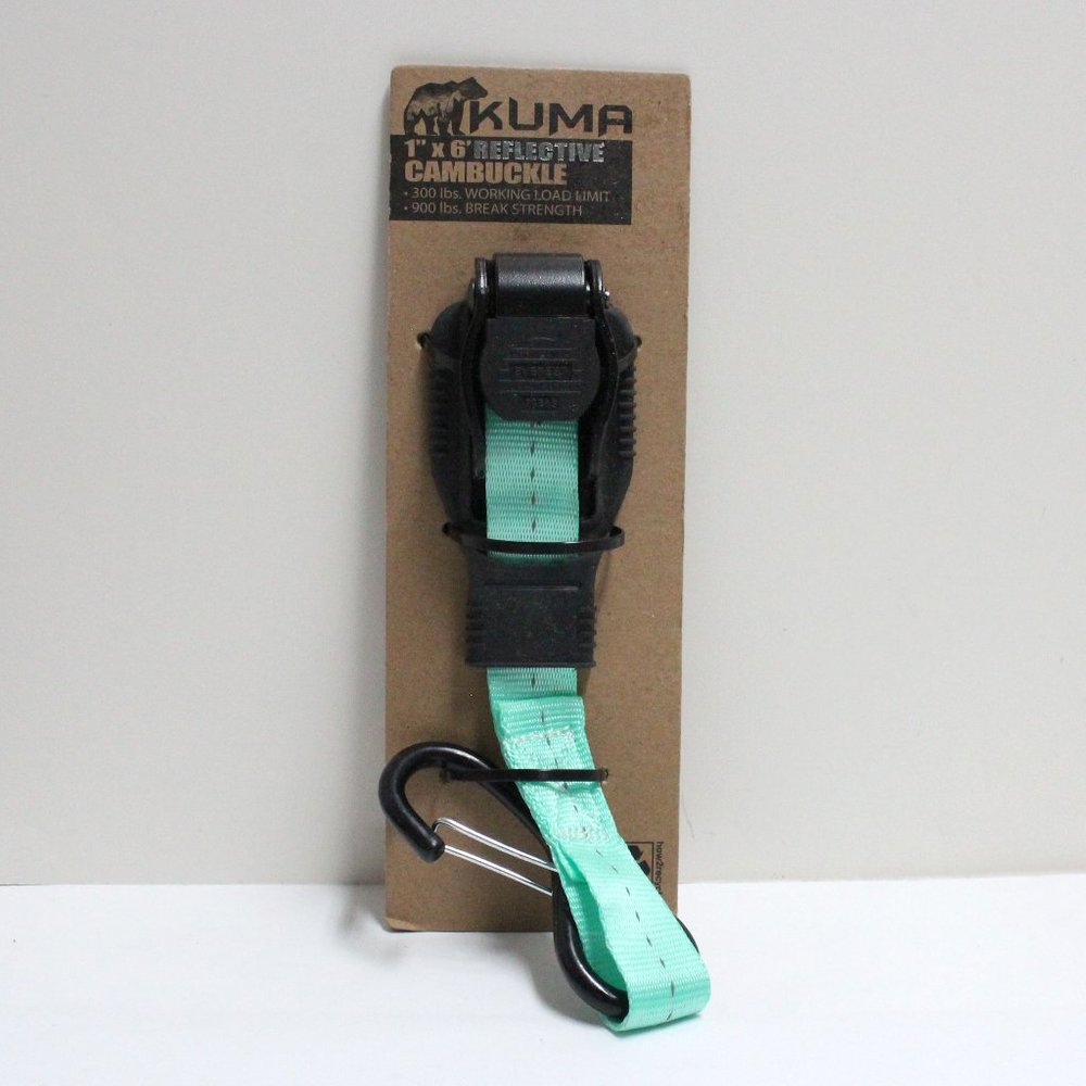 KUMA 1" x 6' Reflective Cambuckle 300 lb Working Load Limit 900 lb Break Strengt
